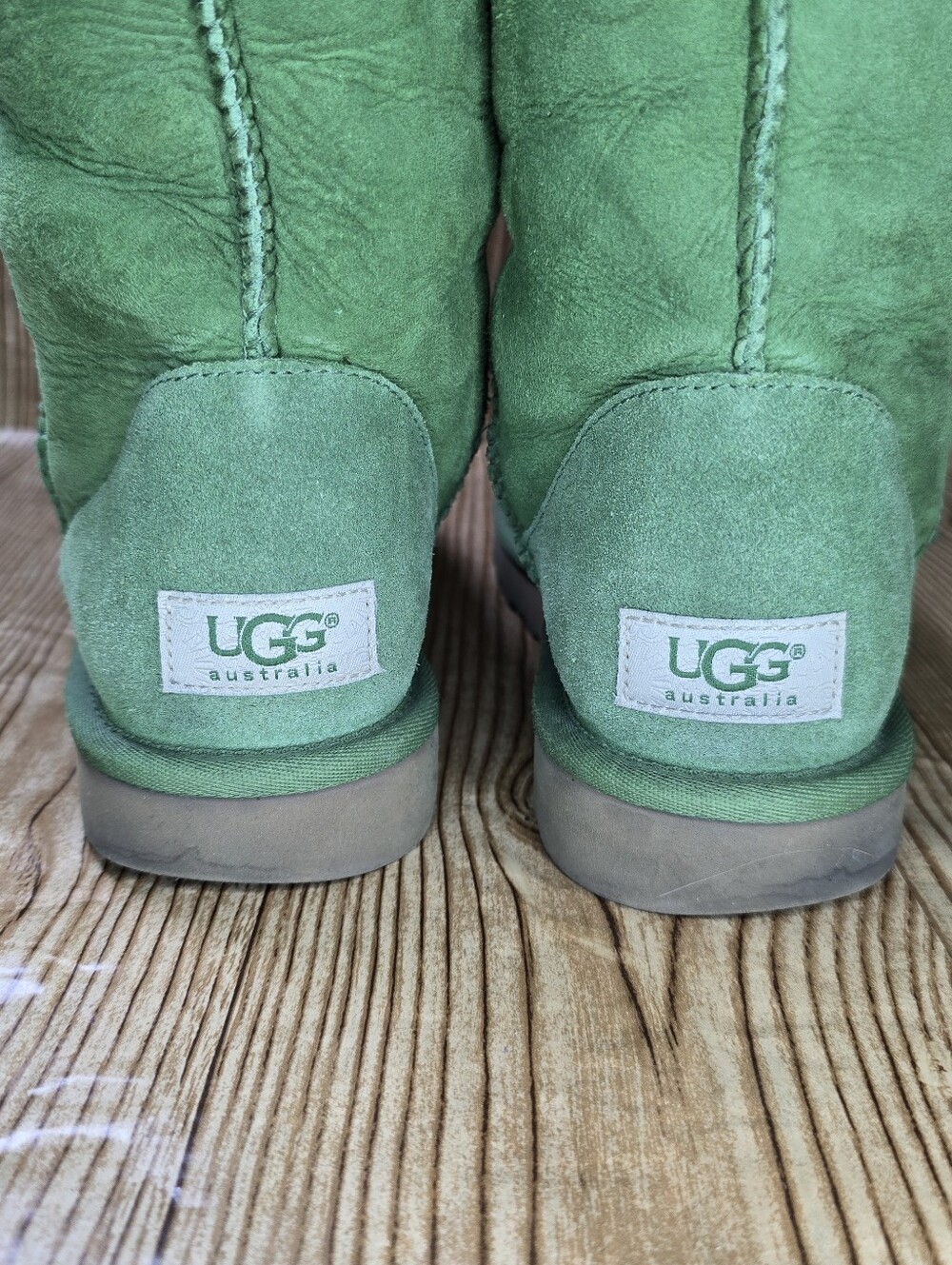 Women's UGG Green Suede Cozy Boots Size 7 - Picture 6 of 11
